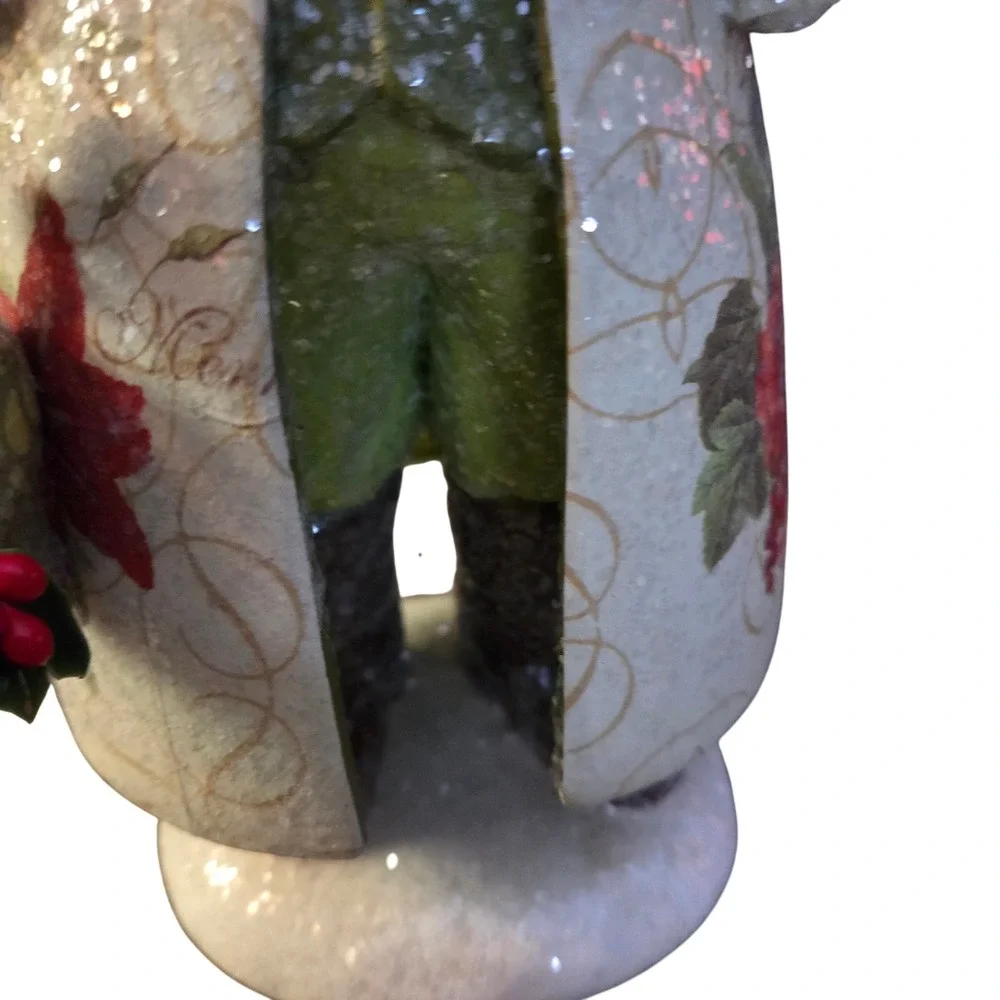 Midwest CBK Style Floral Decoupage‎ Santa Claus Figurine Glitter Christmas Decor